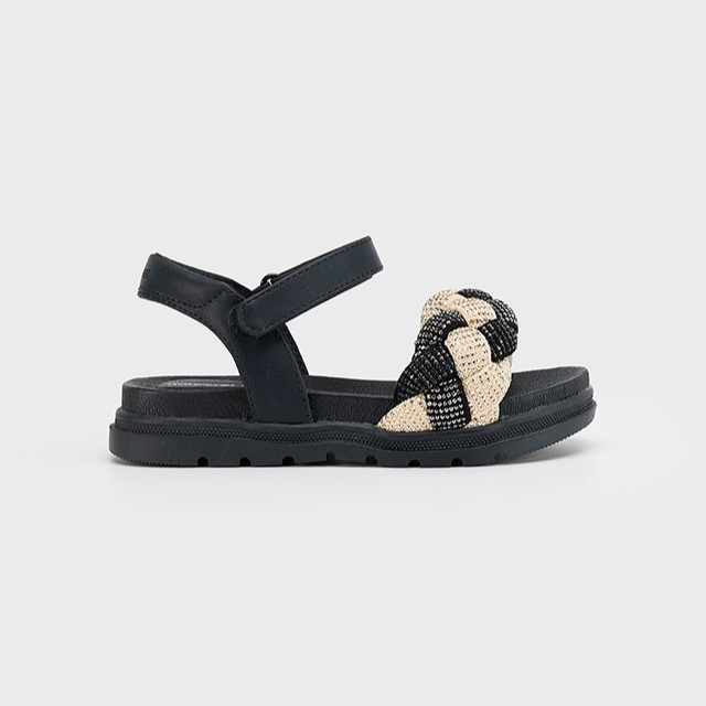 Mayoral Παιδικά πέδιλα με πλεξούδα για κορίτσι Μαύρο Χρυσό 25-45635-088