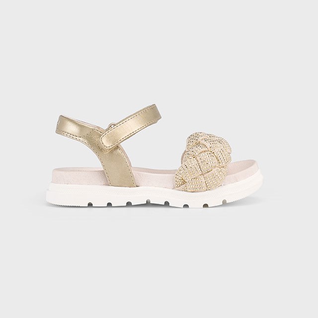 Mayoral Παιδικά πέδιλα με πλεξούδα για κορίτσι Χρυσό 25-45635-090