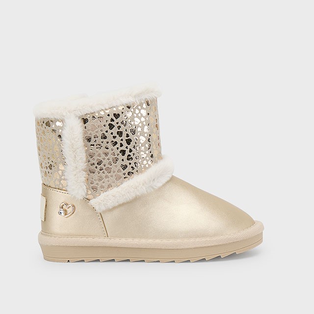 Mayoral Παιδικά Μποτάκια με γούνα Χρυσό 44575-073	