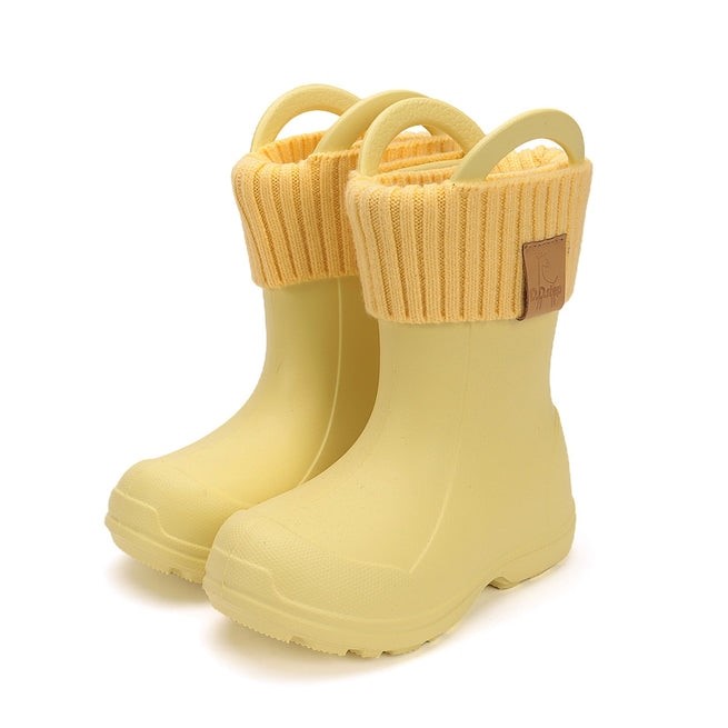 DDStep Ελαφριές Παιδικές γαλότσες με επένδυση Κίτρινες I106-52295