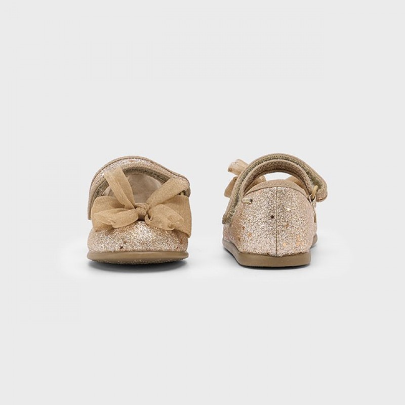 Mayoral Παιδικές Μπαλαρίνες με Glitter Χρυσό 42559-030