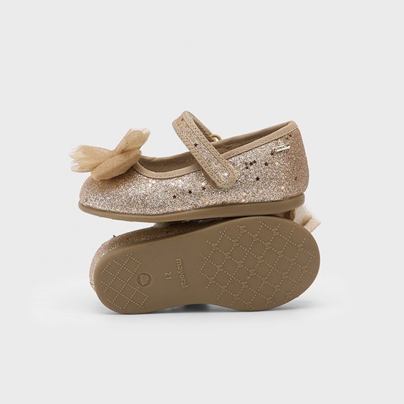 Mayoral Παιδικές Μπαλαρίνες με Glitter Χρυσό 42559-030