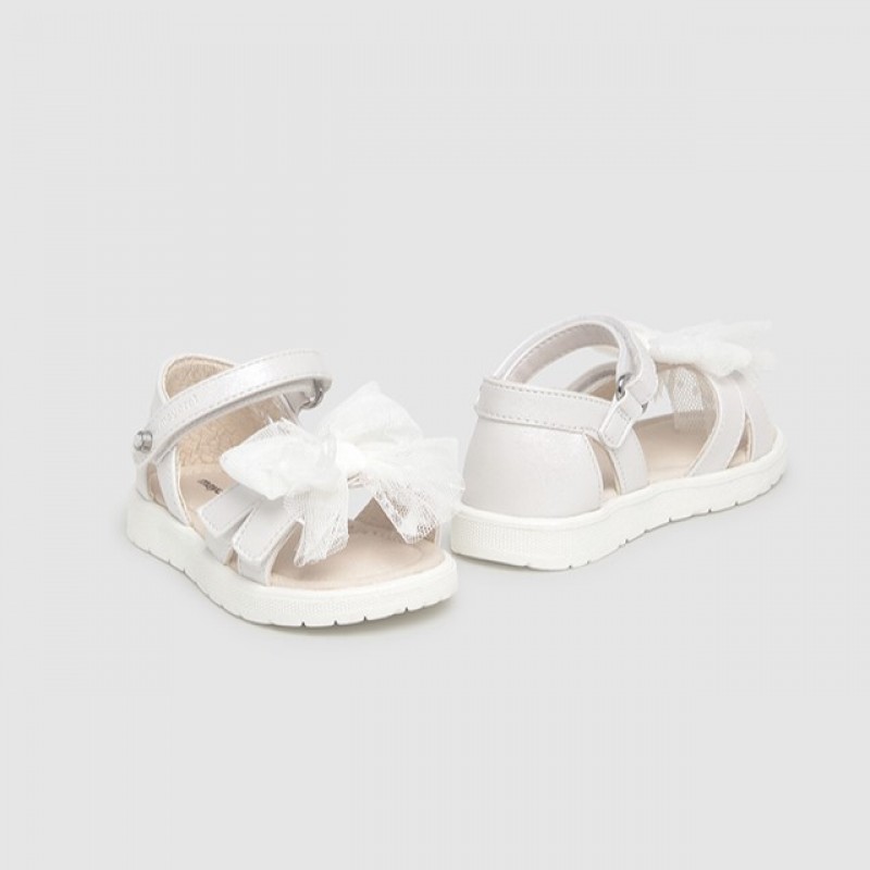 Mayoral Παιδικά Πέδιλα με φιόγκο για κορίτσι Λευκό 25-41636-070