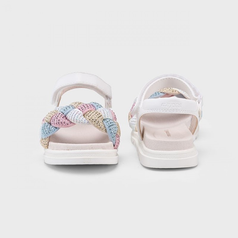 Mayoral Παιδικά πέδιλα με πλεξούδα για κορίτσι Λευκό  25-43635-089