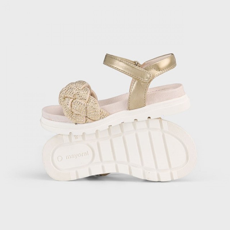 Mayoral Παιδικά πέδιλα με πλεξούδα για κορίτσι Χρυσό 25-43635-090
