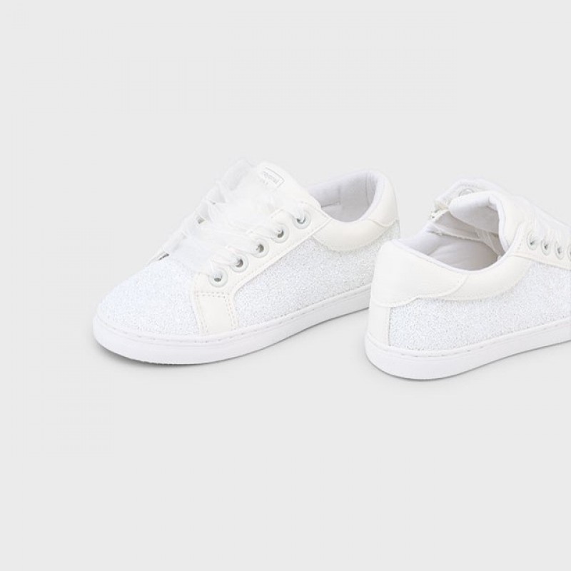 Mayoral Παιδικά Sneakers με glitter για κορίτσι Λευκό 25-45620-045