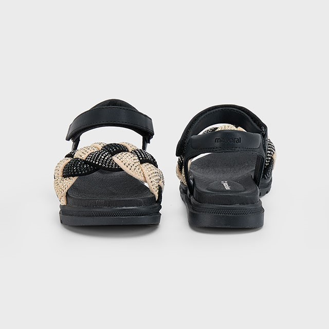 Mayoral Παιδικά πέδιλα με πλεξούδα για κορίτσι Μαύρο Χρυσό 25-45635-088