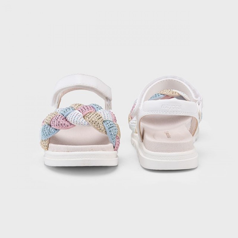 Mayoral Παιδικά πέδιλα με πλεξούδα για κορίτσι Λευκό 25-45635-089