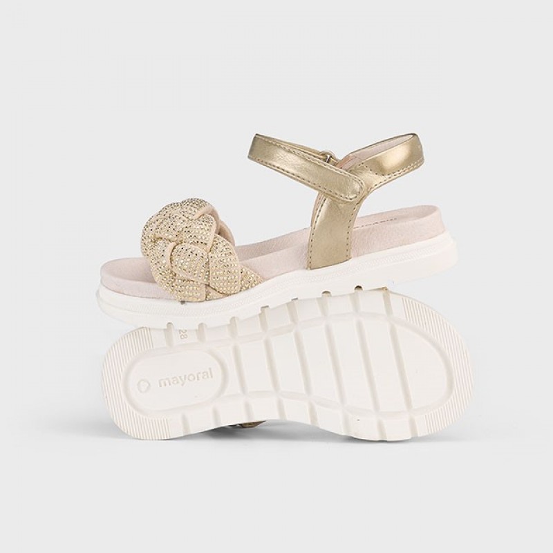 Mayoral Παιδικά πέδιλα με πλεξούδα για κορίτσι Χρυσό 25-45635-090