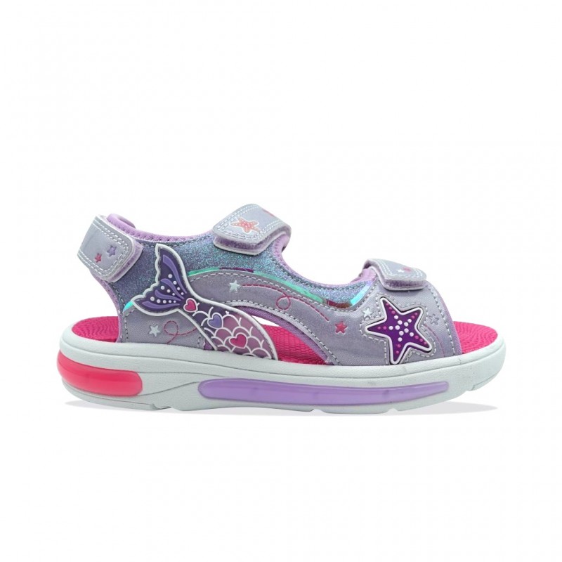 Fila K Mermaid Velcro Lights Παιδικά Αθλητικά Πέδιλα με φωτάκια Μωβ 7BK61002-800