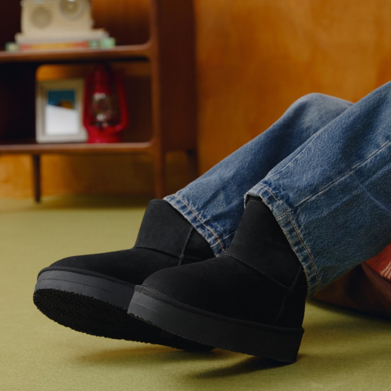 B&W by Conguitos Παιδικά αδιάβροχα δίπατα μποτάκια με Γούνα Μαύρο BJSH543008