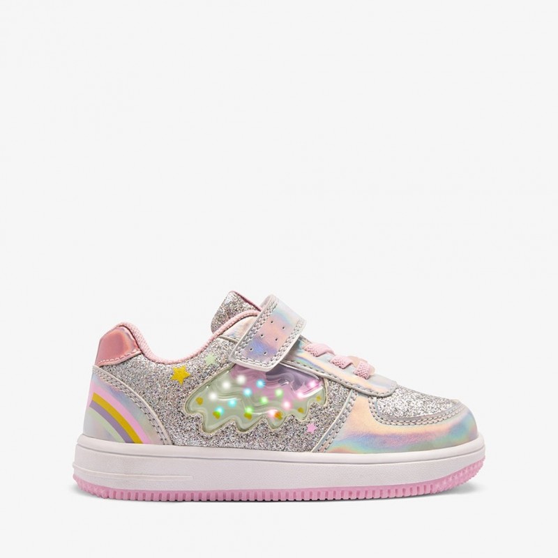 Conguitos παιδικά sneakers με φωτάκια για κορίτσια Ασημί COSH224057