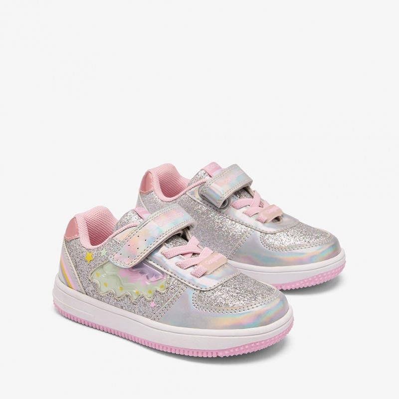 Conguitos παιδικά sneakers με φωτάκια για κορίτσια Ασημί COSH224057
