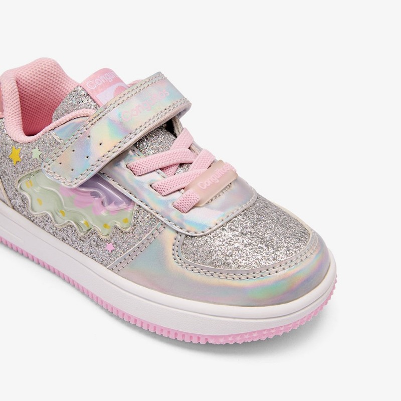 Conguitos παιδικά sneakers με φωτάκια για κορίτσια Ασημί COSH224057
