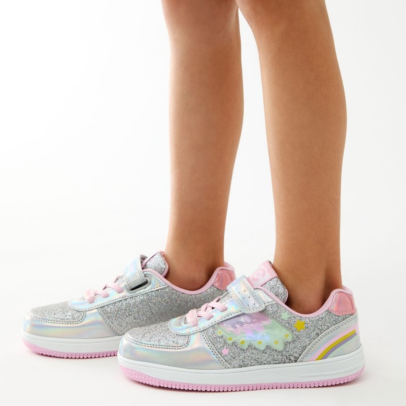 Conguitos παιδικά sneakers με φωτάκια για κορίτσια Ασημί COSH224057