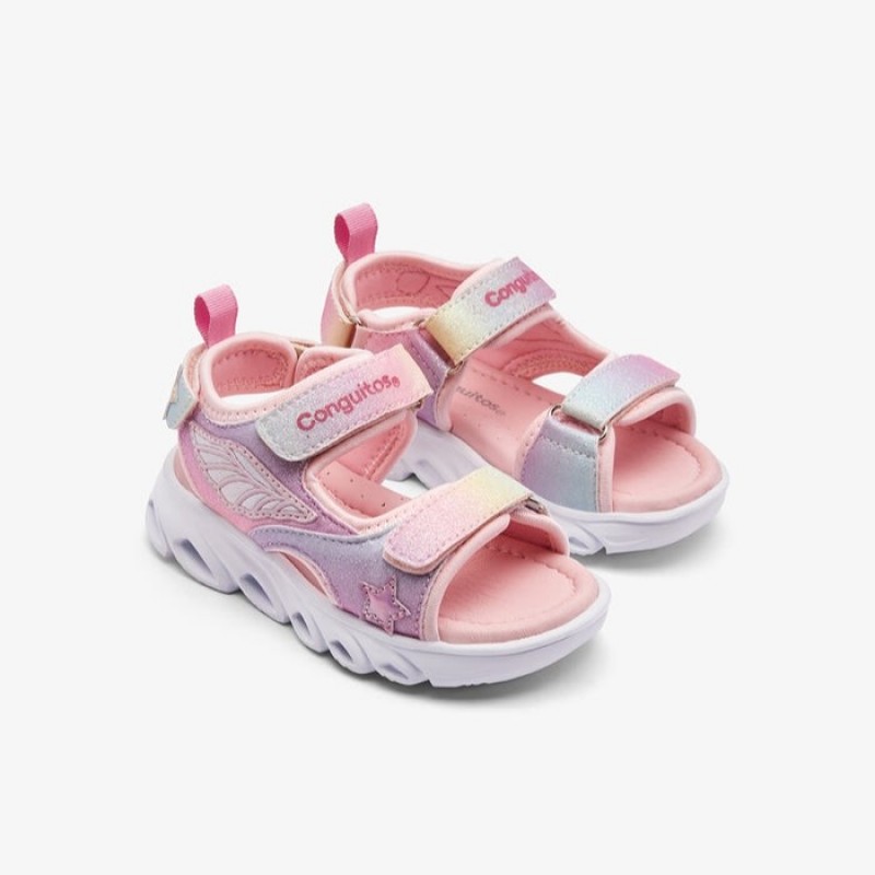 Conguitos παιδικά πέδιλα για κορίτσι με φωτάκια Ροζ COSH260014