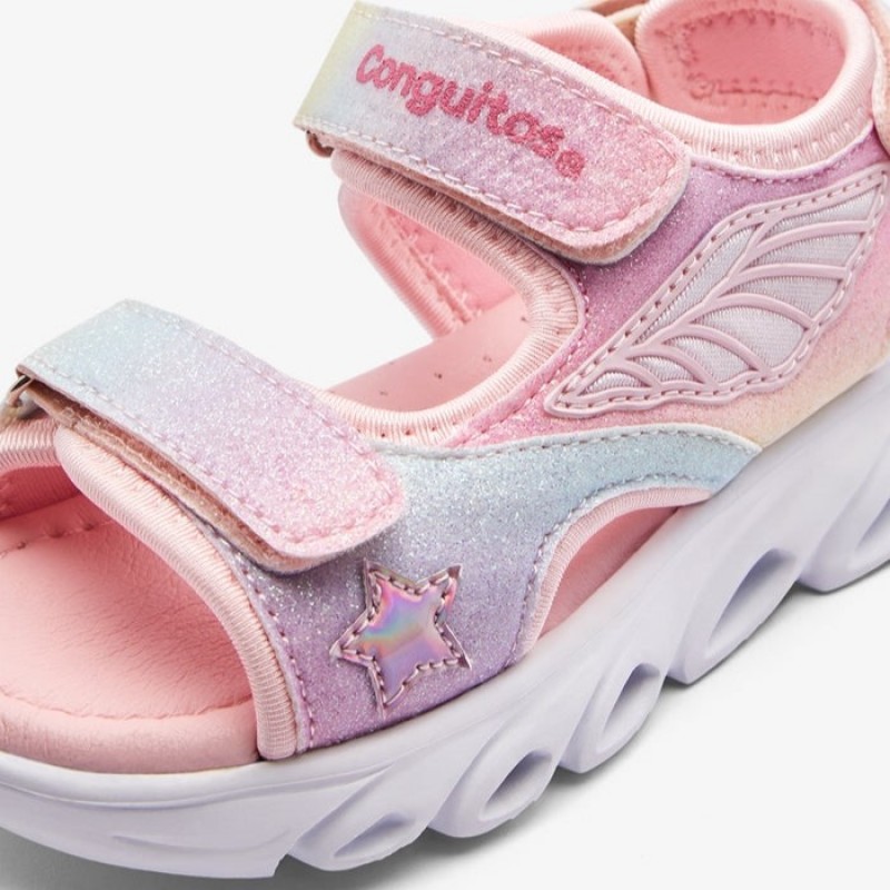 Conguitos παιδικά πέδιλα για κορίτσι με φωτάκια Ροζ COSH260014