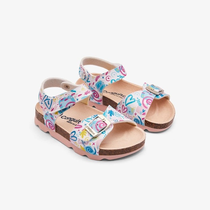 Conguitos παιδικά σανδάλια BIO για κορίτσι Heart Multi COSH285070