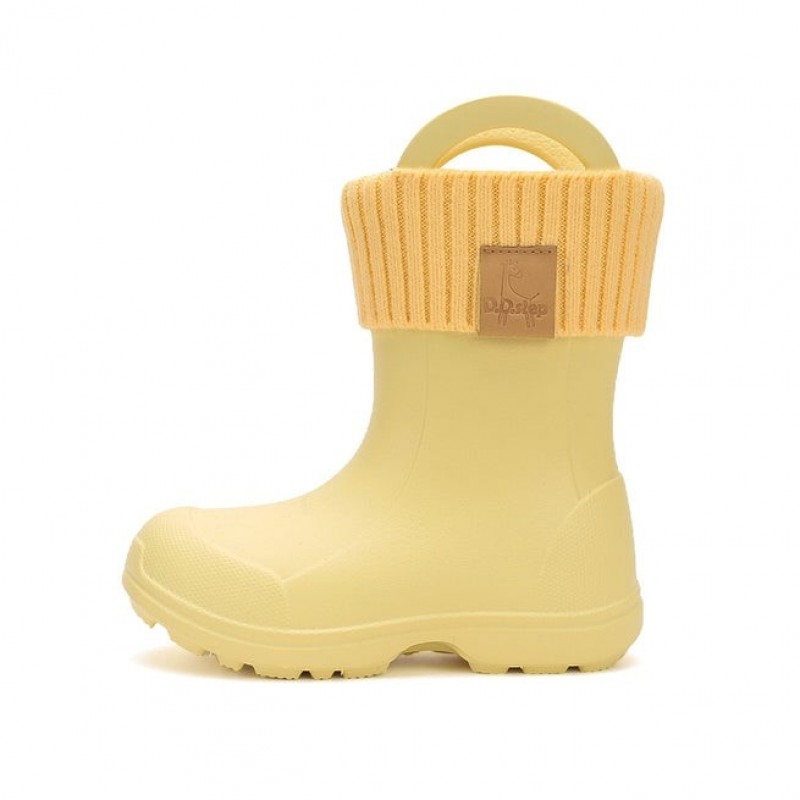 DDStep Ελαφριές Παιδικές γαλότσες με επένδυση Κίτρινες I106-52295