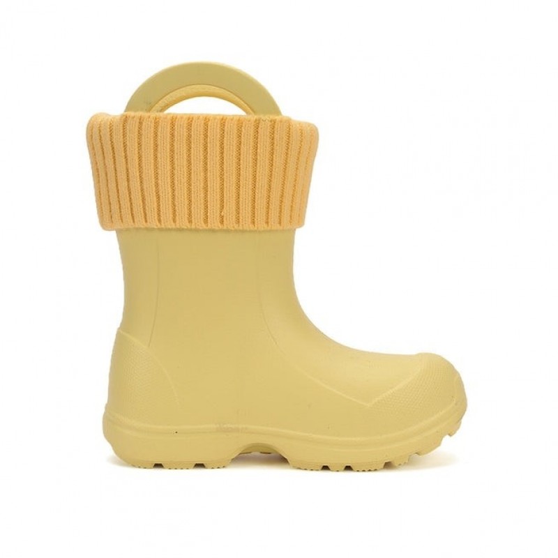 DDStep Ελαφριές Παιδικές γαλότσες με επένδυση Κίτρινες I106-52295