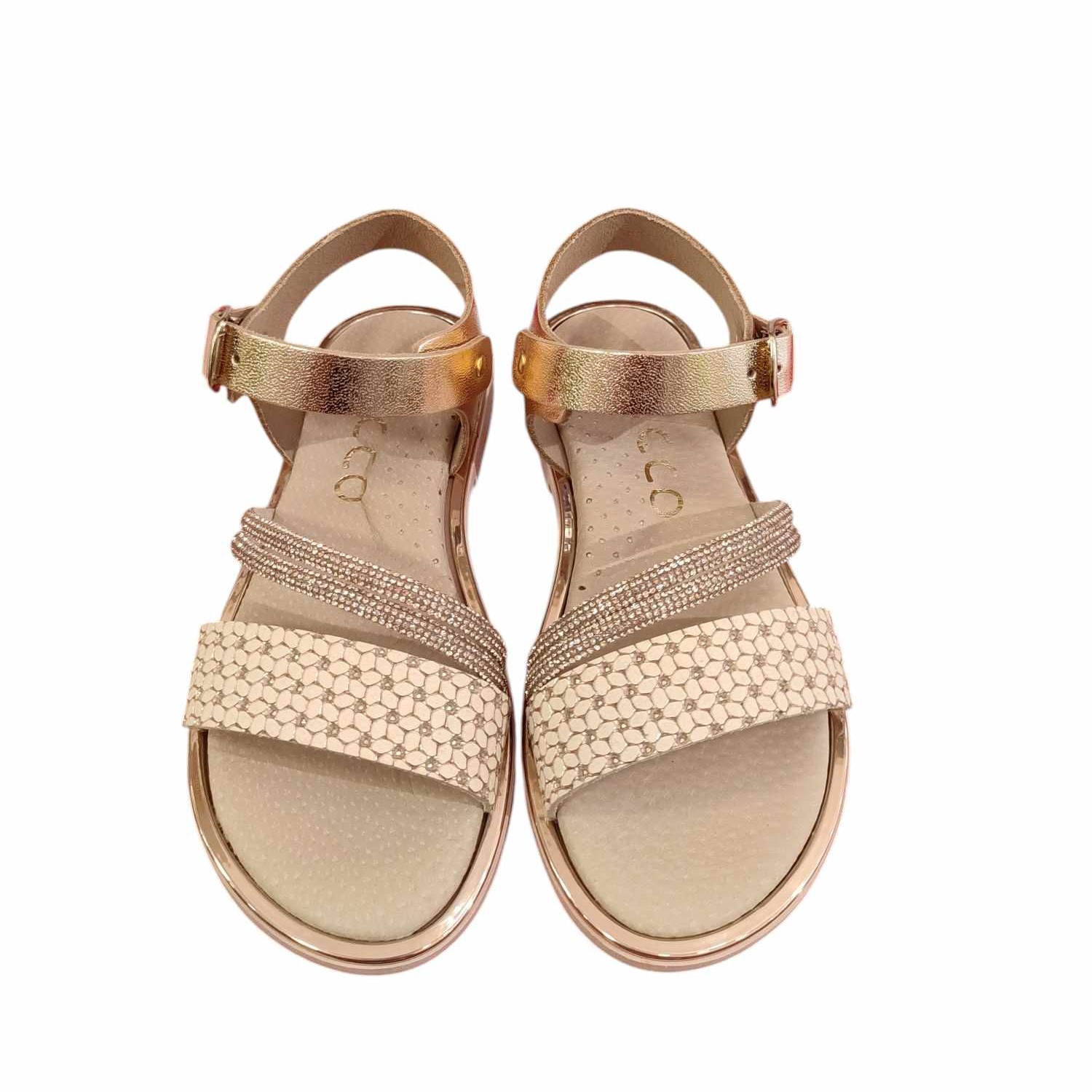 Ricco Παιδικά Δερμάτινα πέδιλα για κορίτσι Μπρονζέ 30255