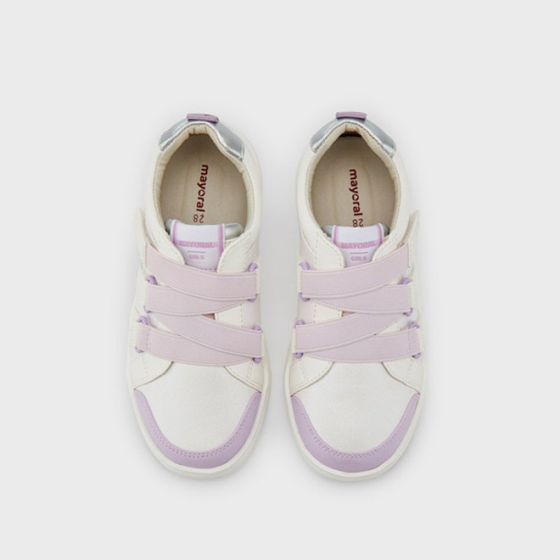 Αθλητικά παπούτσια Mayoral για κορίτσι με λάστιχο Λευκό-Μώβ