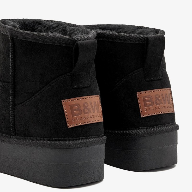 B&W by Conguitos Παιδικά αδιάβροχα δίπατα μποτάκια με Γούνα Μαύρο BJSH543008