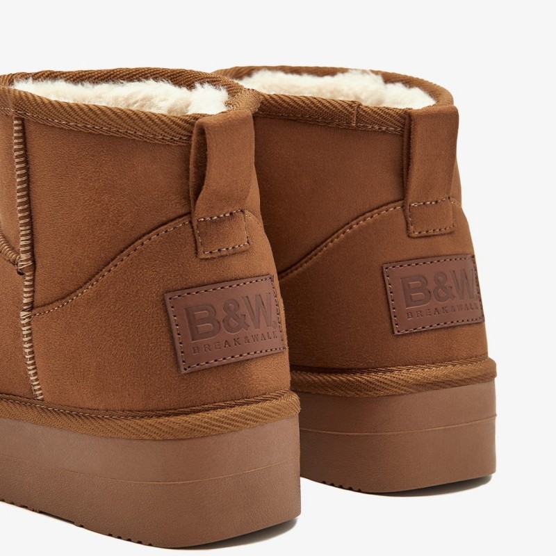 B&W by Conguitos Παιδικά αδιάβροχα δίπατα μποτάκια με Γούνα Καφέ BJSH543008